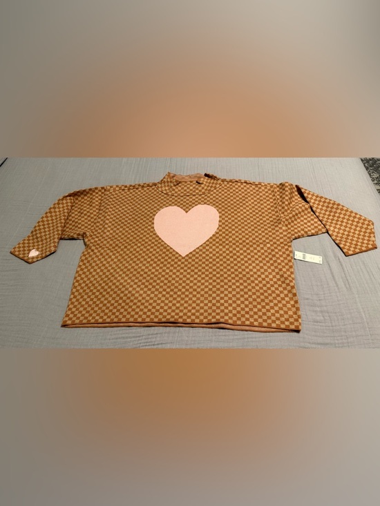 NWT Anthropologie Maeve Carys Mock
Neck Sweater Checkerboard Heart Tan & Pink 1X - Picture 6 of 11